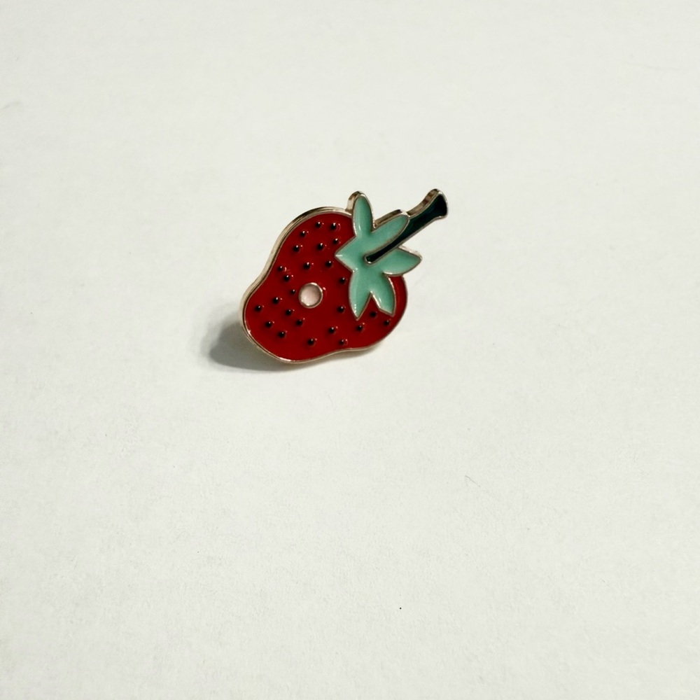 Women’s Jewelry Adorable Cute Strawberry with Bug Hole Enamel Pin-Red, and Green